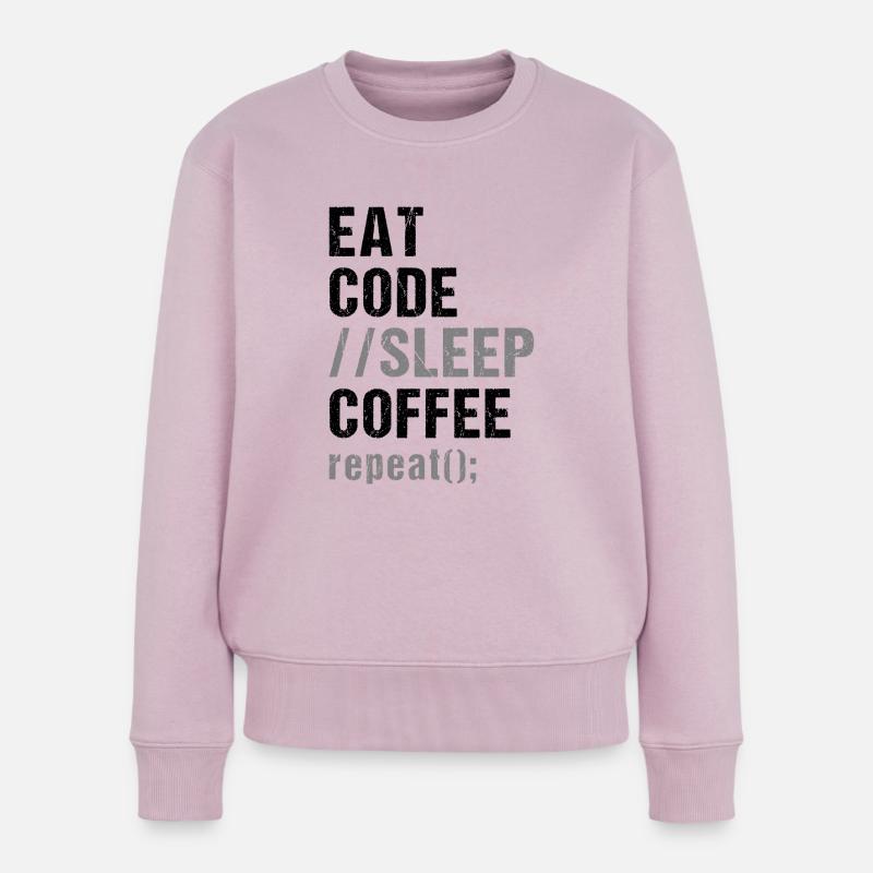 Eat Code Schlaf Kaffee Wiederholung - Frauen Premium Bio Pullover - Altrosa