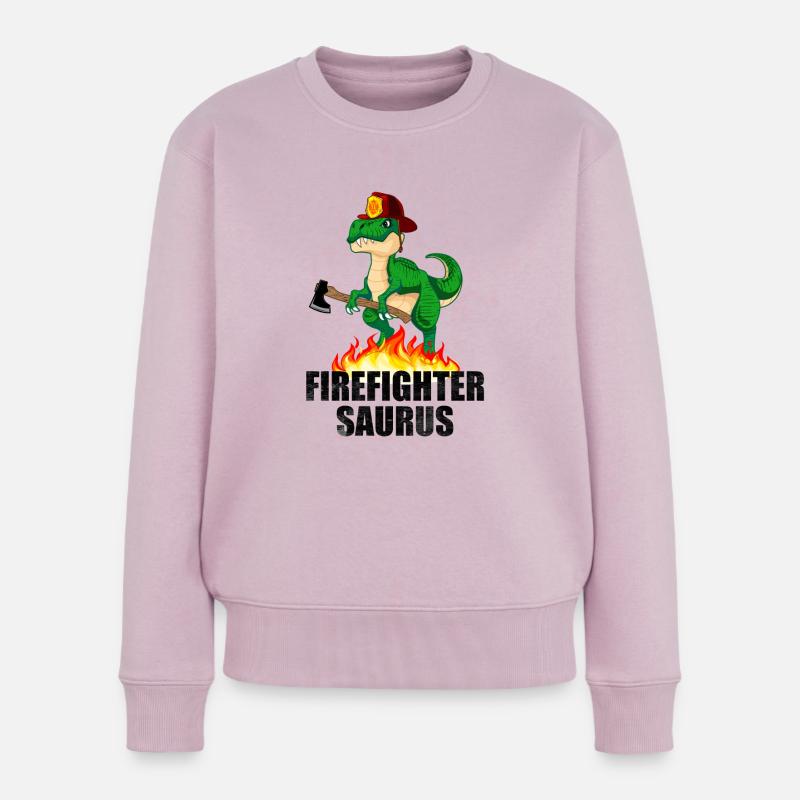 Feuerwehr Dinosaurier Dinosaurus Feu - Frauen Premium Bio Pullover - Altrosa