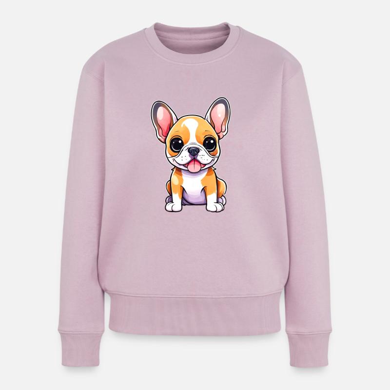 Chiot mignon bouledogue Français - Pull Premium bio Femme - rose poudré