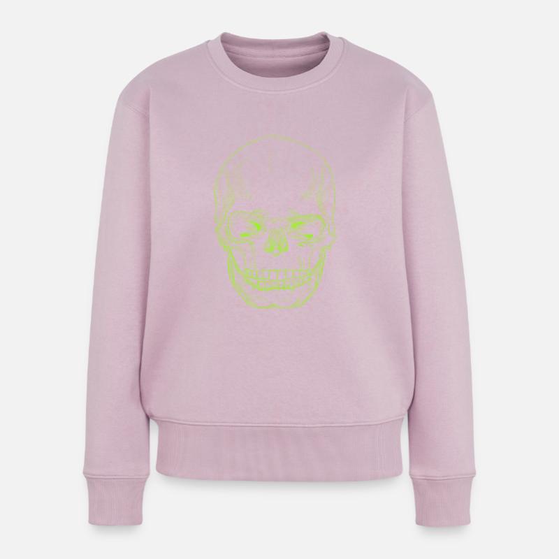 SkullSketchGreen - Frauen Premium Bio Pullover - Altrosa