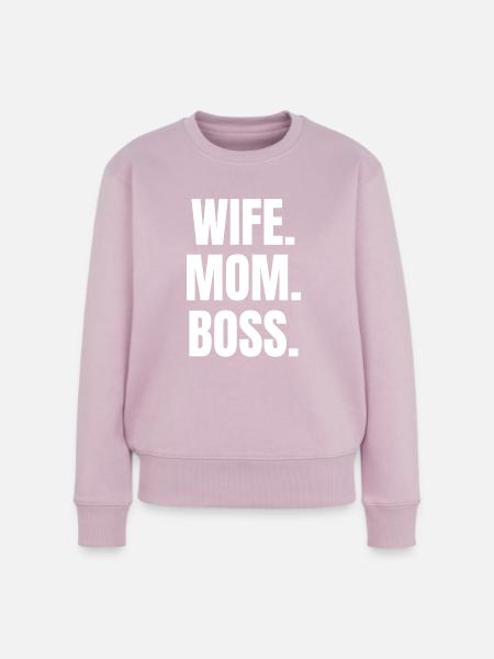 WIFE MOM BOSS - Frauen Premium Bio Pullover - Altrosa