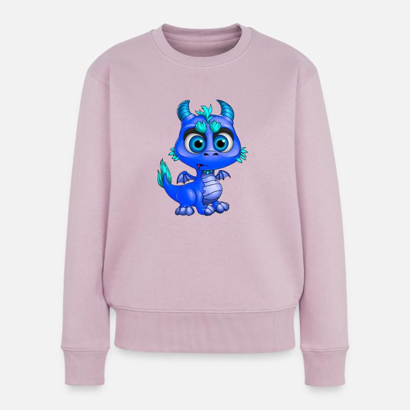 | Bleu Bébé Dragon Mignon bébé dragon bleu - Pull Premium bio Femme - rose poudré