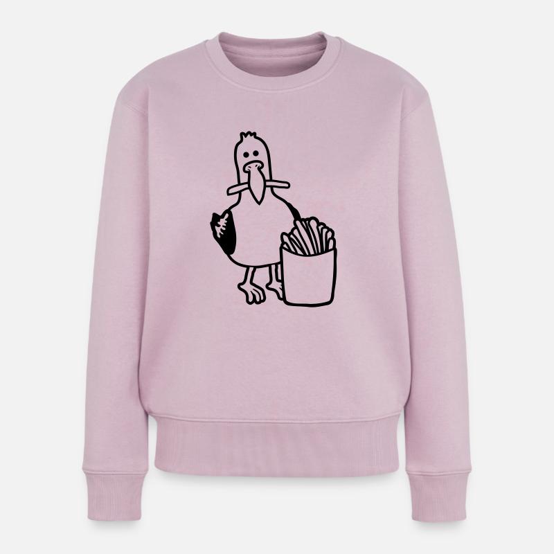 Geklaute Pommes glückliche Möwe - Frauen Premium Bio Pullover - Altrosa