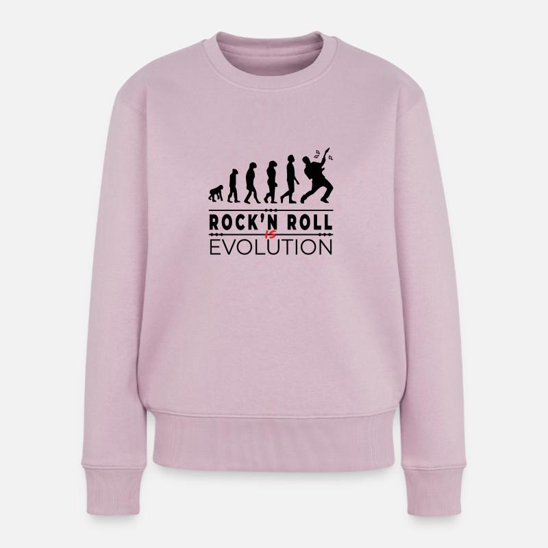 Rock'n Roll ist Evolution - Rock Humor Botschaft - Frauen Premium Bio Pullover - Altrosa