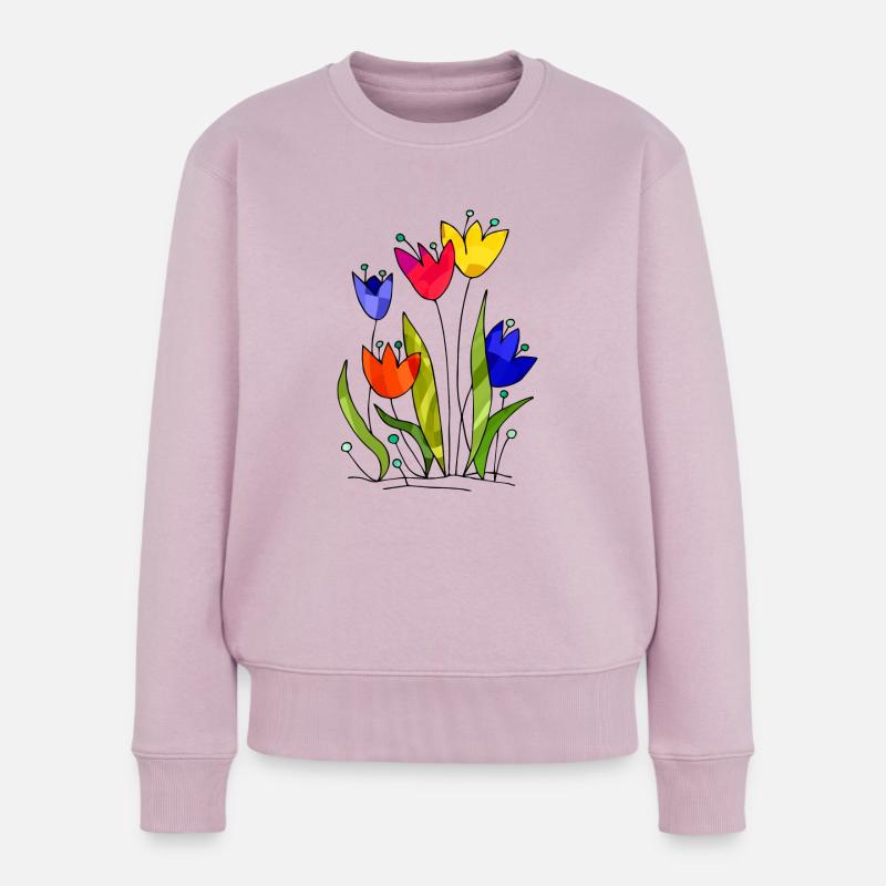 Fleurs - Pull Premium bio Femme - rose poudré