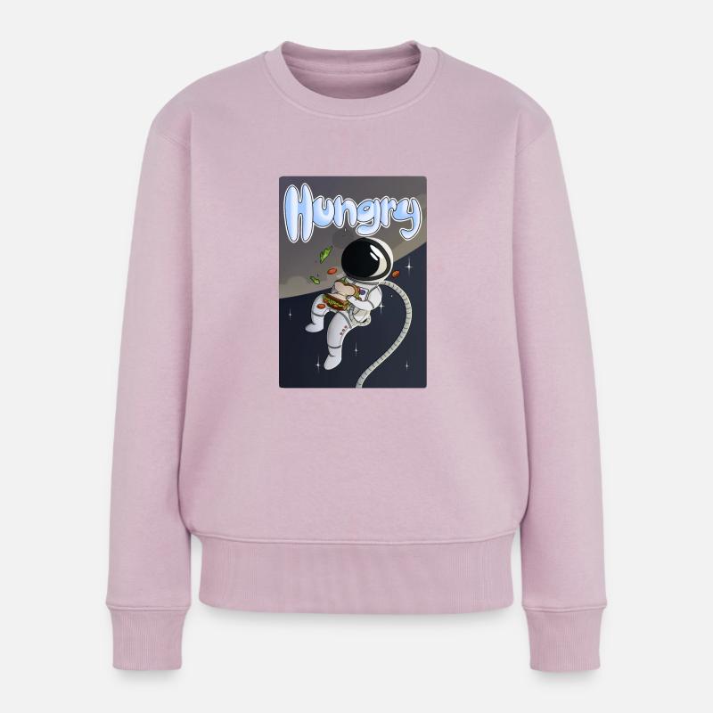 Astronaut "Hungry" - Frauen Premium Bio Pullover - Altrosa