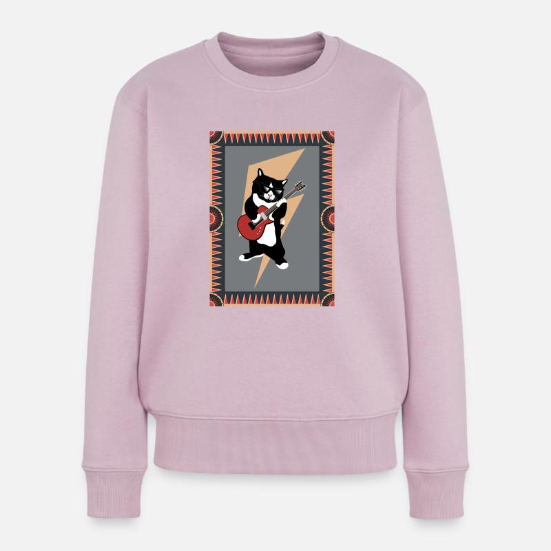 Chat Rock N Roll - Pull Premium bio Femme - rose poudré