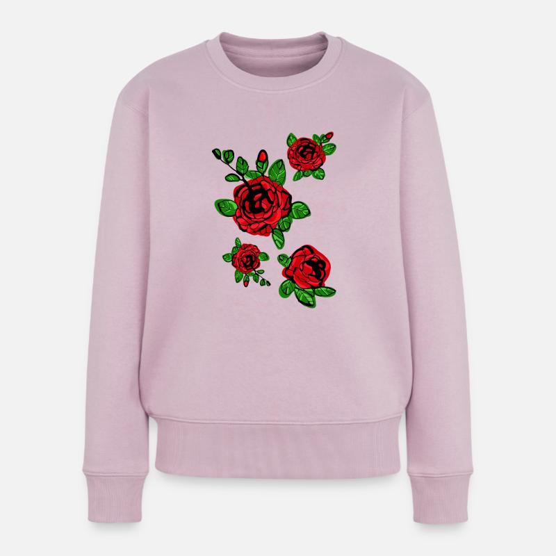 Fleur rouge de roses - Pull Premium bio Femme - rose poudré