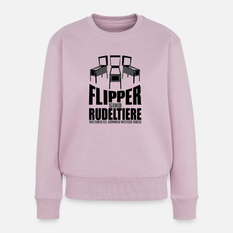 Flipper sind Rudeltiere | Pinball Farben änderbar - Frauen Premium Bio Pullover - Altrosa