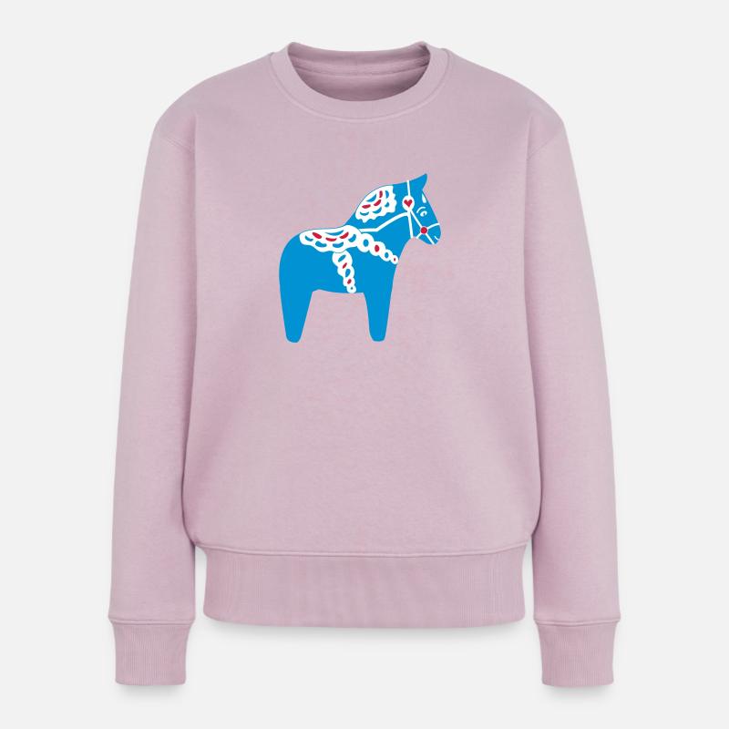 Dala Pferd blau - Frauen Premium Bio Pullover - Altrosa