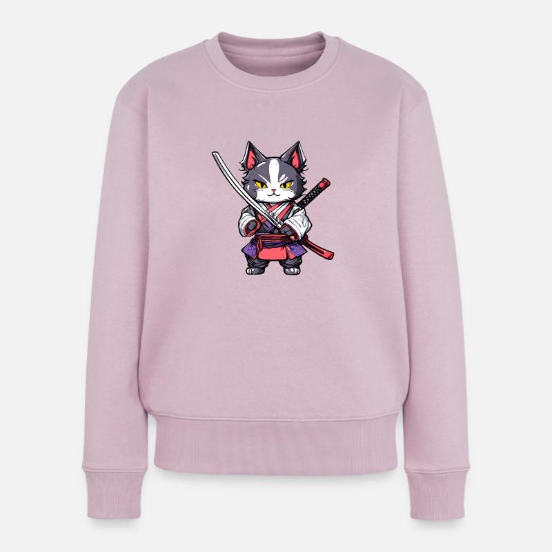 Samurai-Katze #20 - Frauen Premium Bio Pullover - Altrosa