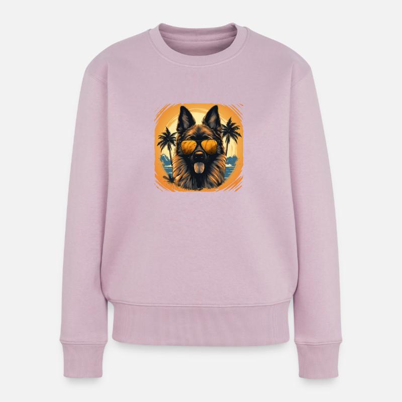 Deutscher Schäferhund mit Sonnenbrille - Frauen Premium Bio Pullover - Altrosa