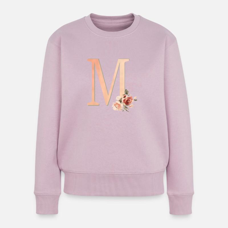 Lettre M avec fleurs - Pull Premium bio Femme - rose poudré