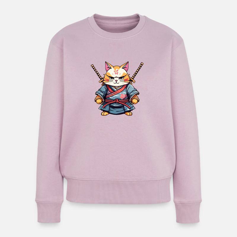 Samurai-Katze #28 - Frauen Premium Bio Pullover - Altrosa