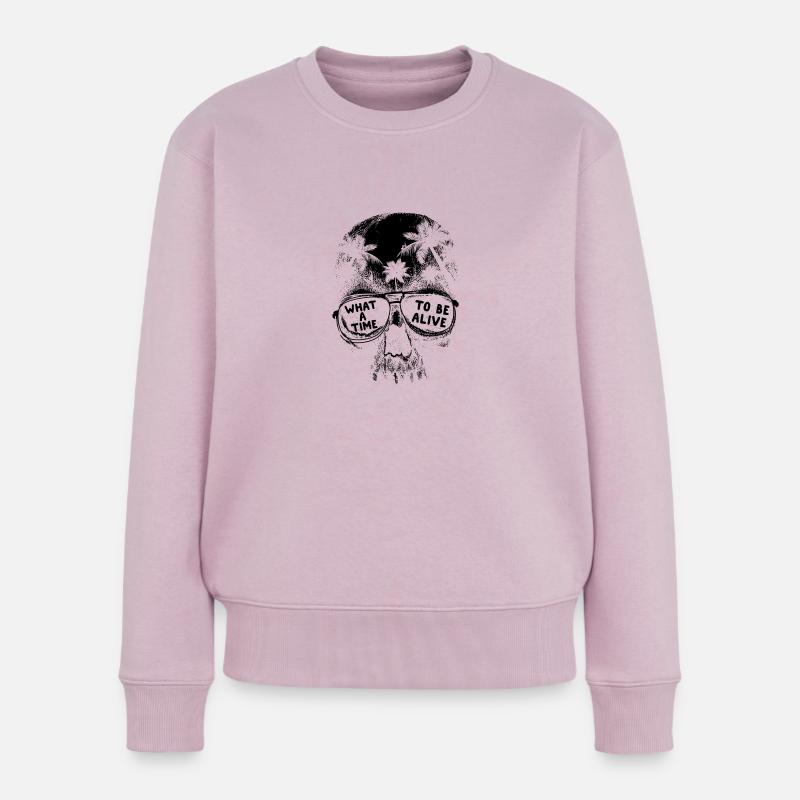 Crâne de palmier soleil d'été - Pull Premium bio Femme - rose poudré