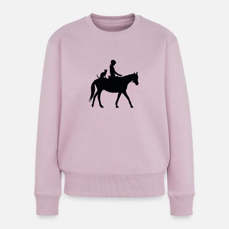 Reiterin Pferd und Katze - Frauen Premium Bio Pullover - Altrosa