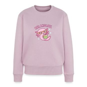 Mignon Chilling Axolotl Relaxolotl Relax Beaucoup - Pull Premium bio Femme - rose poudré - Devant - Julia (174cm)