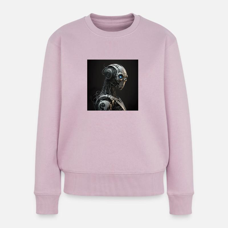 Robot Cyborg yeux bleu - Pull Premium bio Femme - rose poudré