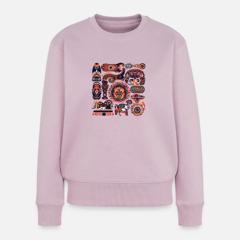 Afrikanische Folklore - Frauen Premium Bio Pullover - Altrosa