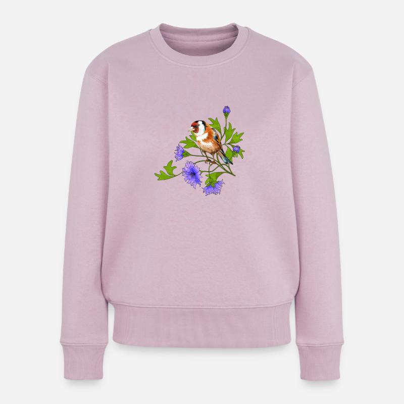 Bunter Vogel - Frauen Premium Bio Pullover - Altrosa