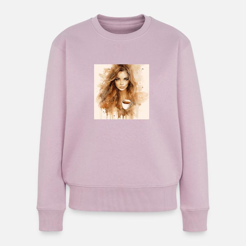 Coffee Bliss: Schönes braunes Aquarell eines - Frauen Premium Bio Pullover - Altrosa