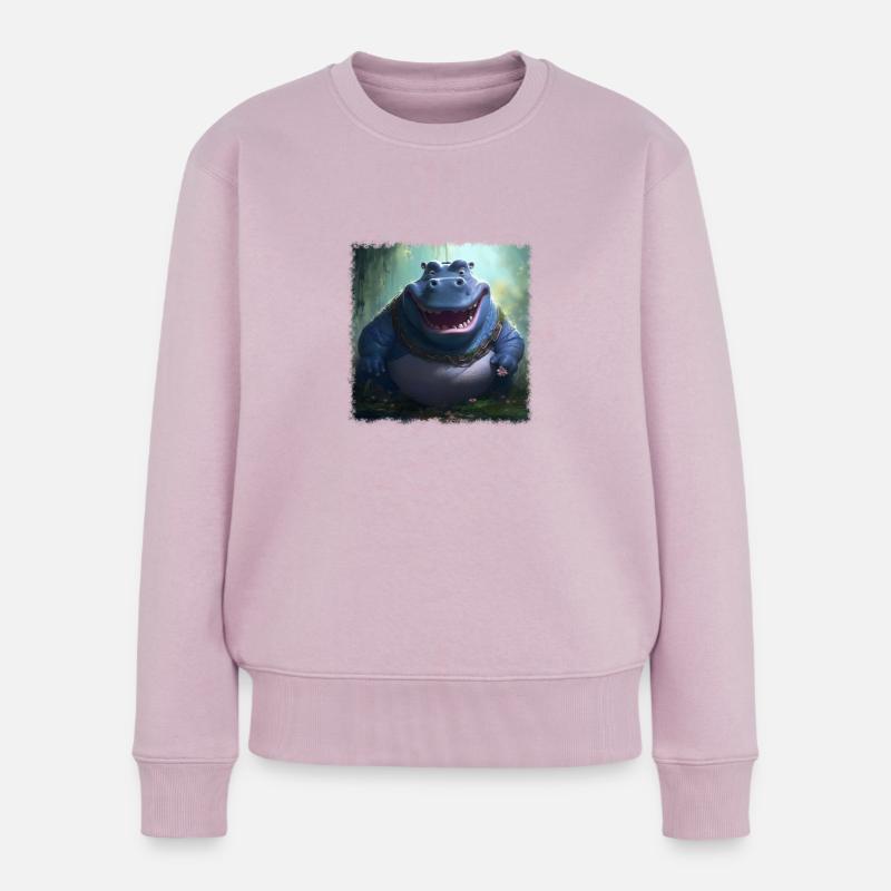Hippopotame cool - Pull Premium bio Femme - rose poudré