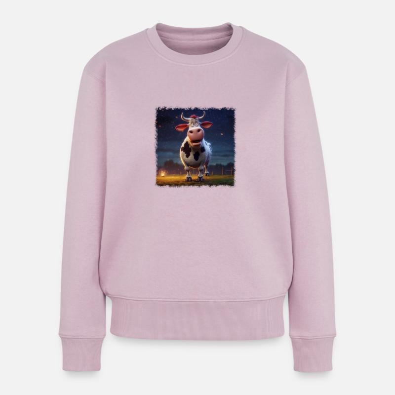 verrückte Kuh - Frauen Premium Bio Pullover - Altrosa