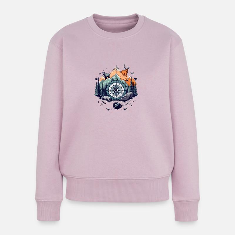 Kompass und Natur - Frauen Premium Bio Pullover - Altrosa