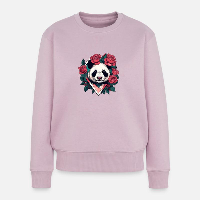 Panda - Frauen Premium Bio Pullover - Altrosa