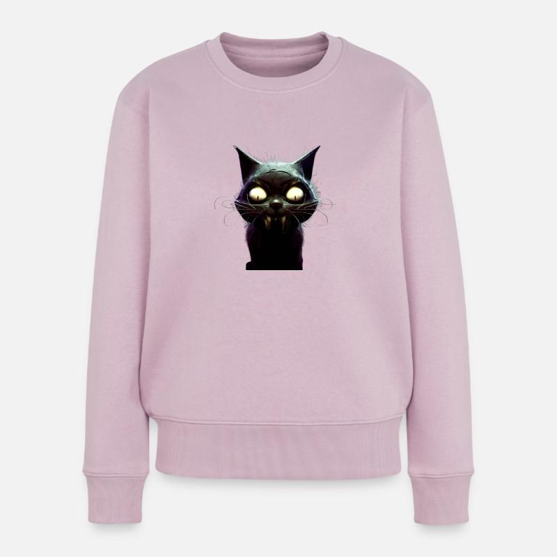 Vampir-Katze-Angst Grausamer gruseliger Albtraum - Frauen Premium Bio Pullover - Altrosa