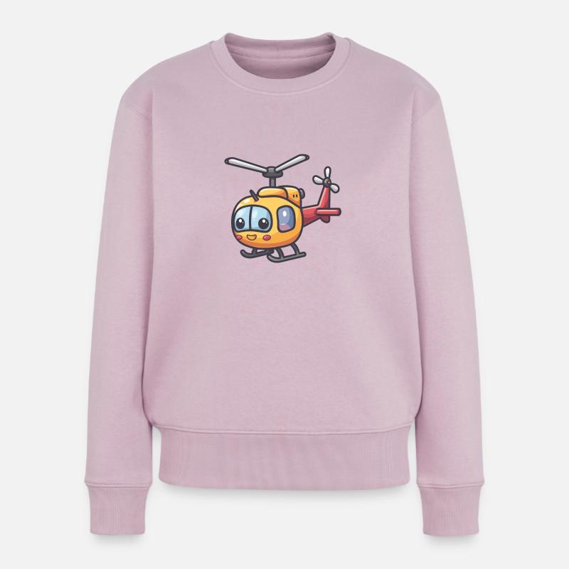 Lächelnder Hubschrauber - Frauen Premium Bio Pullover - Altrosa