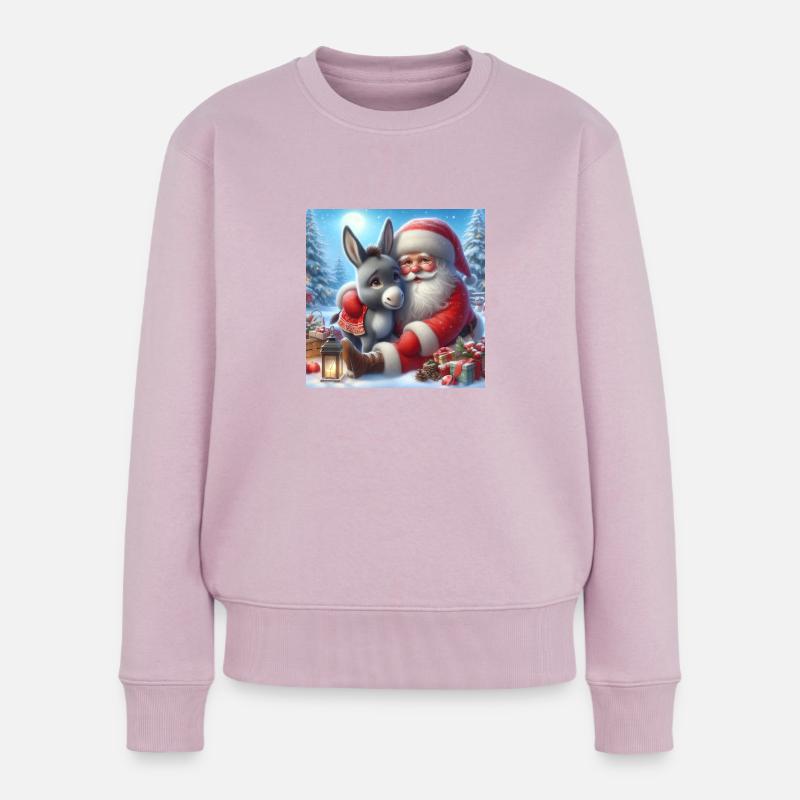 Saint-Nicolas avec un âne - Pull Premium bio Femme - rose poudré