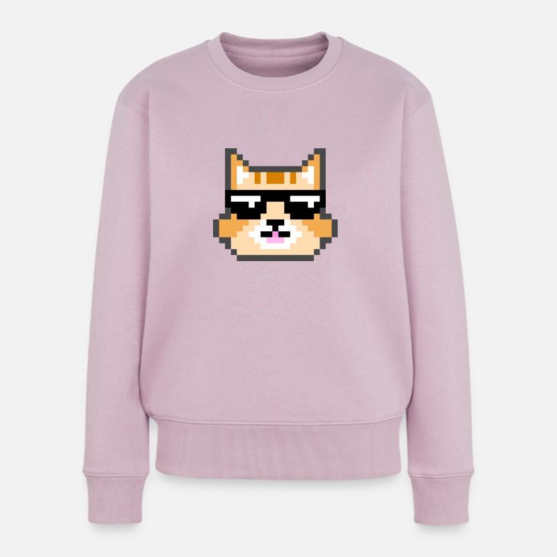 Katze mit Sonnenbrille - Frauen Premium Bio Pullover - Altrosa