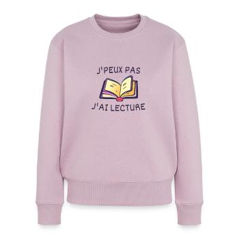 J'peux pas j'ai lecture - idée cadeau humour - Pull Premium bio Femme - rose poudré - Devant - Julia (174cm)