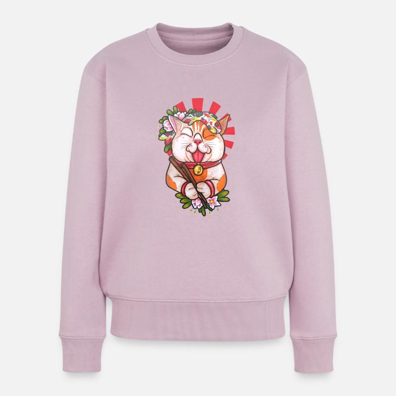 chat gourmand - Pull Premium bio Femme - rose poudré