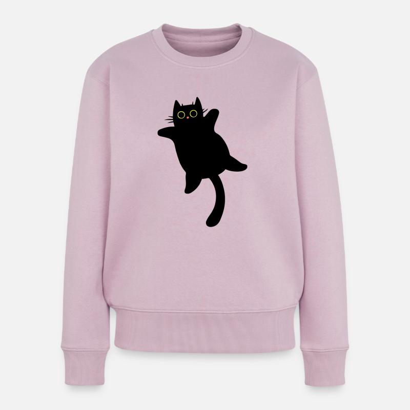 Mignon gros chat noir - Pull Premium bio Femme - rose poudré