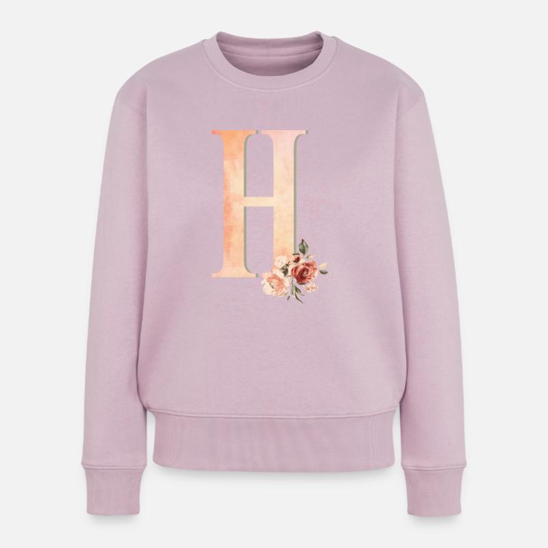 Lettre H avec fleurs - Pull Premium bio Femme - rose poudré