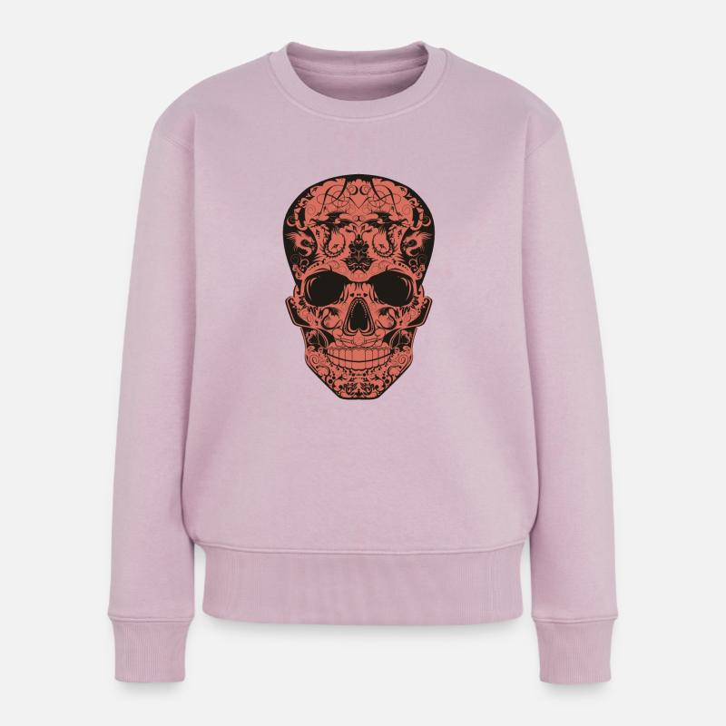 Stammes- Kran des mexikanischen Schädelschädel-Drachen m - Frauen Premium Bio Pullover - Altrosa