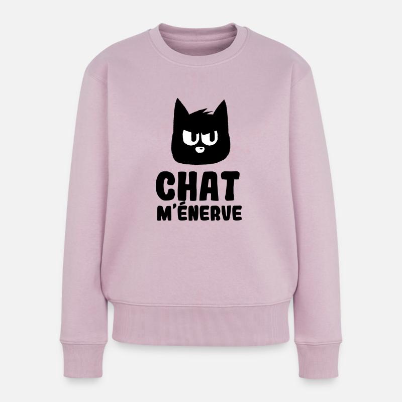 Chat m'énerve humeur - Pull Premium bio Femme - rose poudré