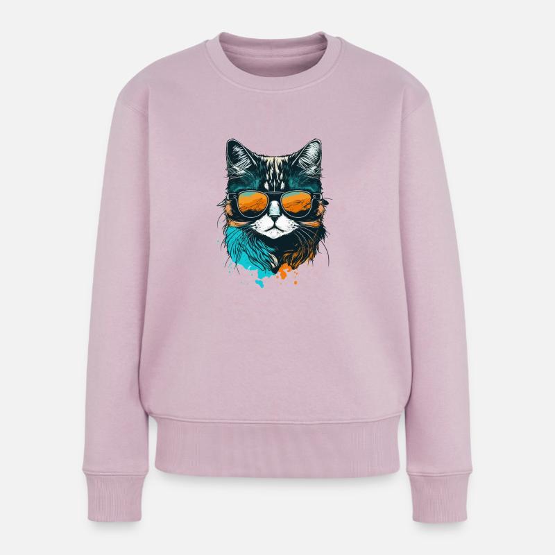 Coole Katze - Frauen Premium Bio Pullover - Altrosa