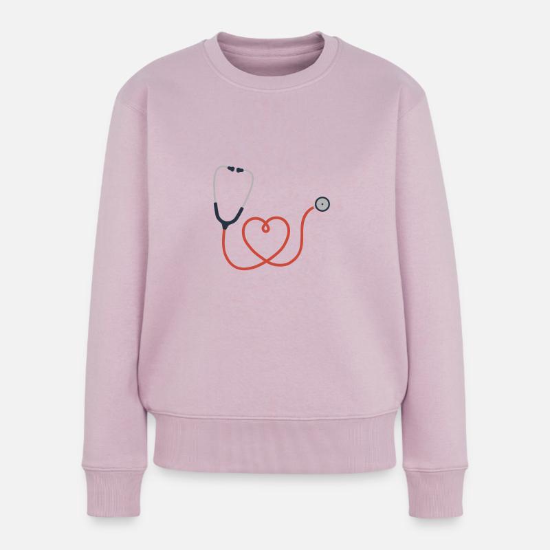 Symbole de l’icône du logo du stéthoscope - Pull Premium bio Femme - rose poudré