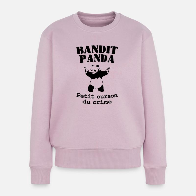 Bandit panda - Pull Premium bio Femme - rose poudré