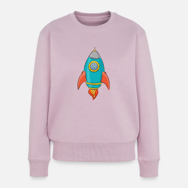 classic space rocket in space moon vintage 50s car - Frauen Premium Bio Pullover - Altrosa