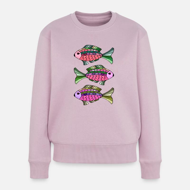 Fische - Frauen Premium Bio Pullover - Altrosa