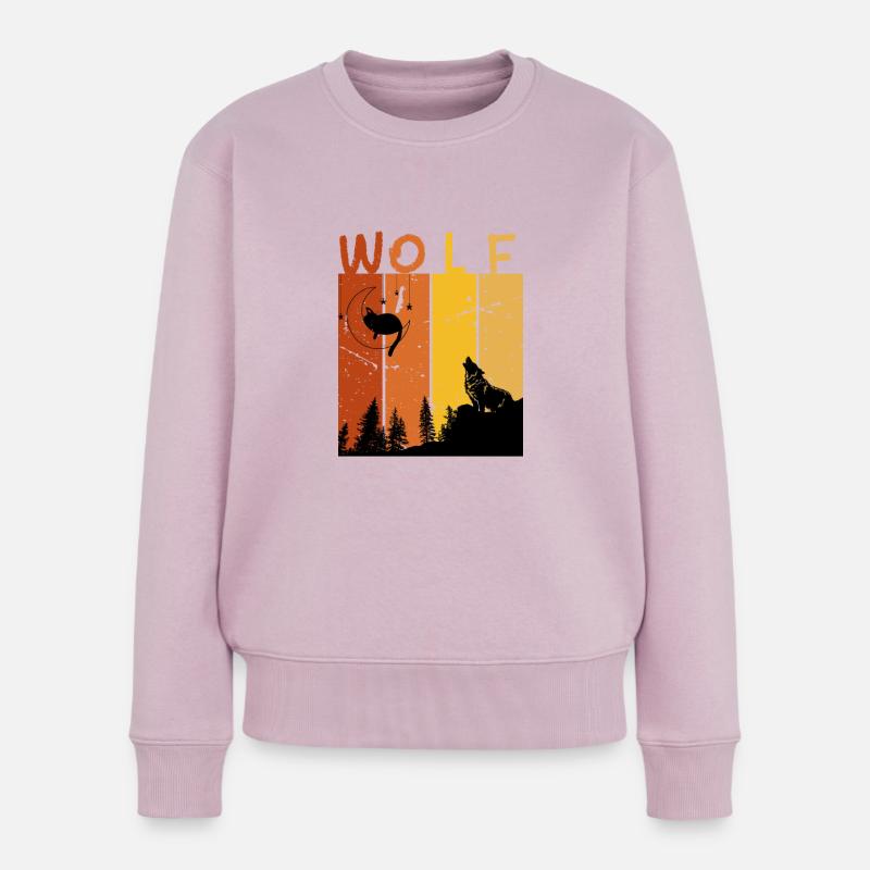 Retro-Wolf - Frauen Premium Bio Pullover - Altrosa