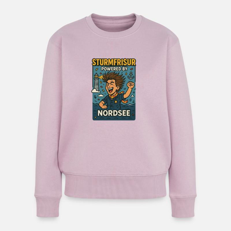 Sturmfrisur powered by Nordsee - Frauen Premium Bio Pullover - Altrosa