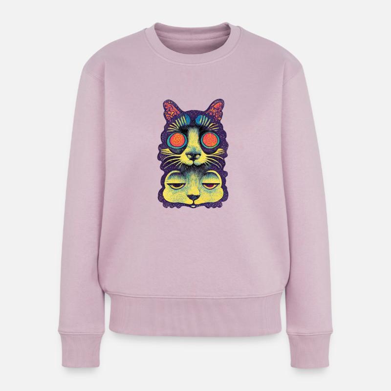 Sitzerkatze 005 - Frauen Premium Bio Pullover - Altrosa
