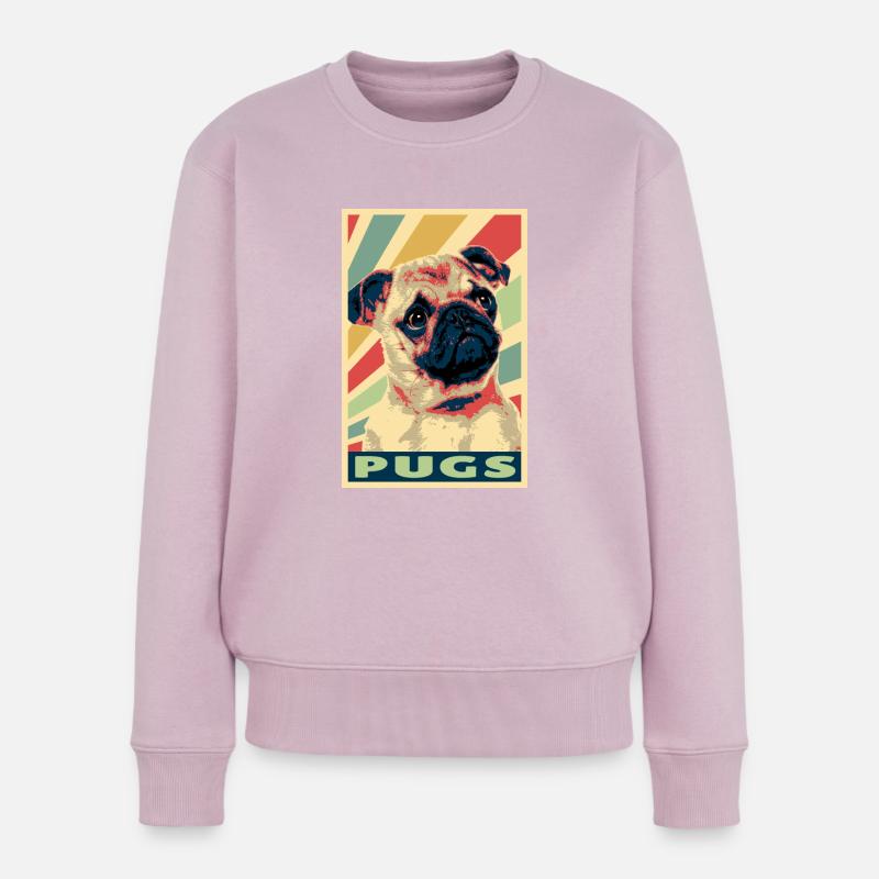 Mops Vintage Farben - Frauen Premium Bio Pullover - Altrosa