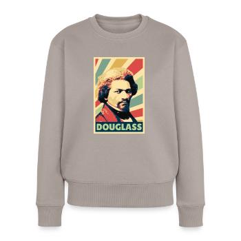Frederick Douglass Vintage Farben - Frauen Premium Bio Pullover - Taupe - Vorne - Julia (174cm)