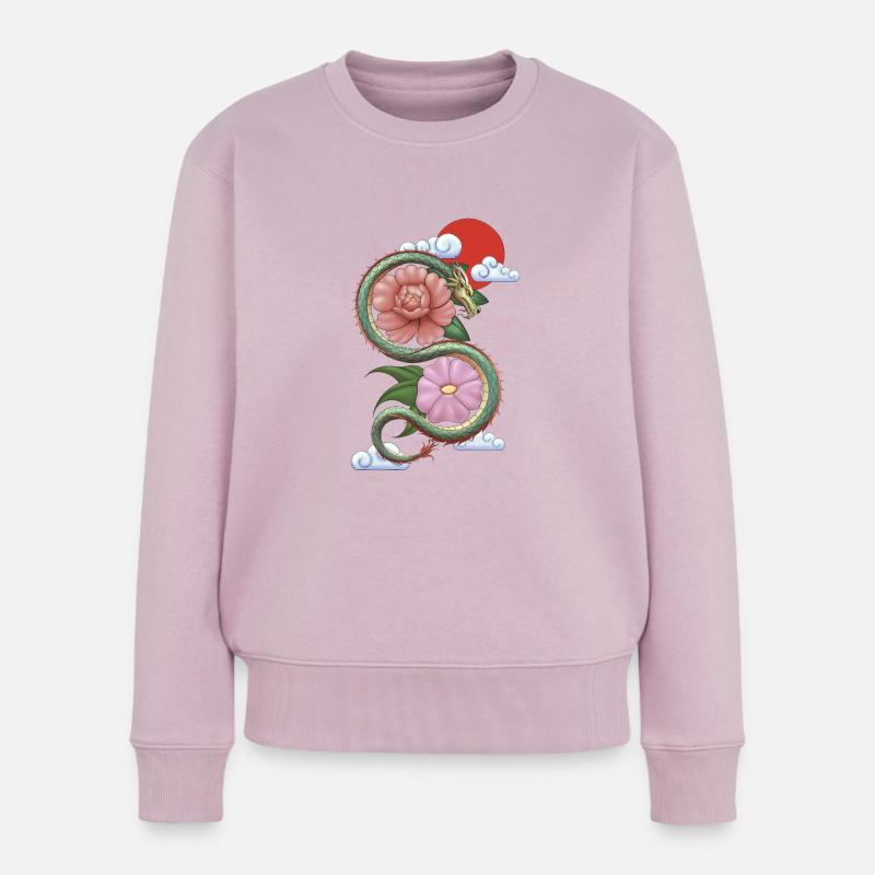 Dragon fleur - Pull Premium bio Femme - rose poudré